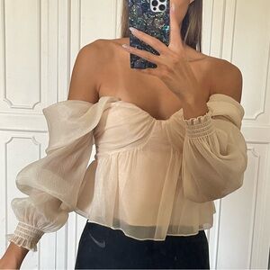 NWOT House of Harlow 1960 x Revolve Burna Blouse in Cream